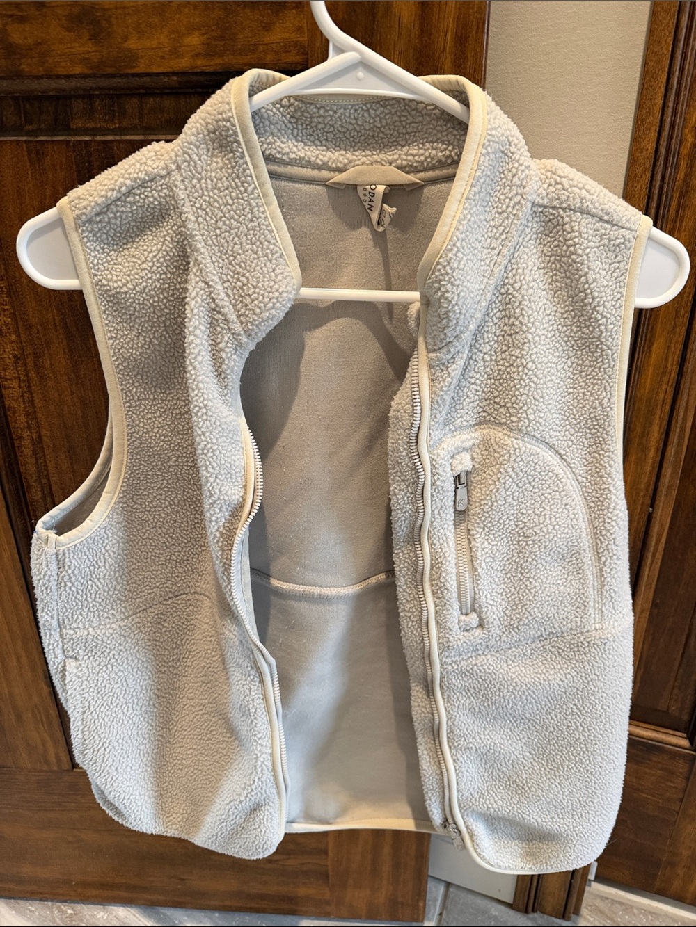 Womens Cream Sherpa Fleece Vest - Unbranded